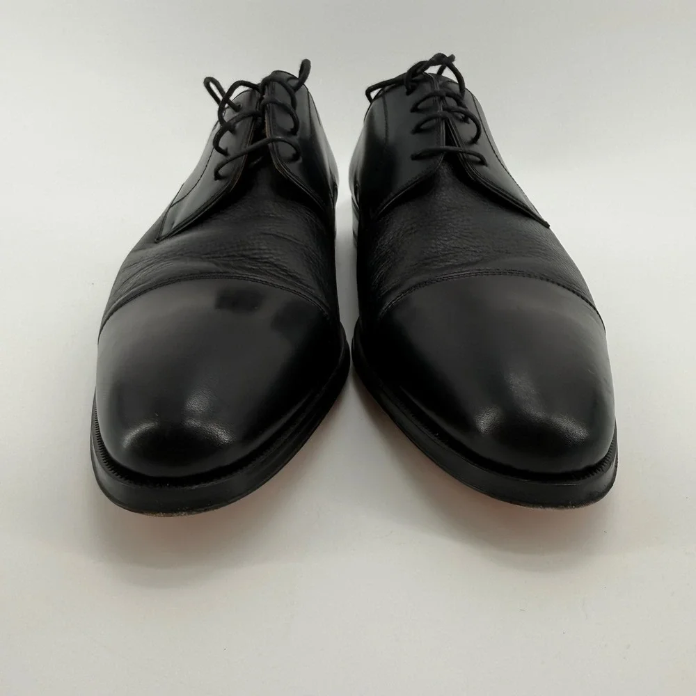 Magnanni Daniel Cap Toe Derby Black Leather Dress Shoes 13316 Mens 10.5 M Spain